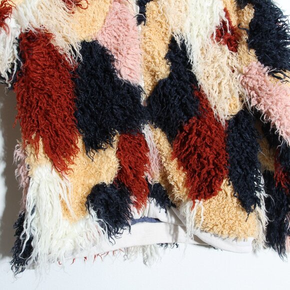 Nico Nico Spirit Faux Fur Bomber Jacket Multi Shaggy Full Zip Size Medium - Picture 6 of 16